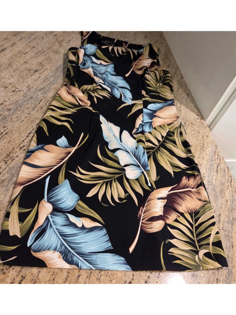 AGB Dress Floral Aloha Hawaii Midi Sleeveless Size 6 Black Blue Green Zip - Picture 5 of 13